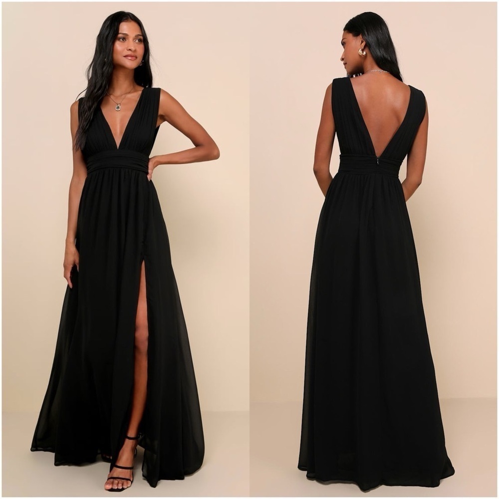 LULU’S Heavenly Hues Black Maxi Dress